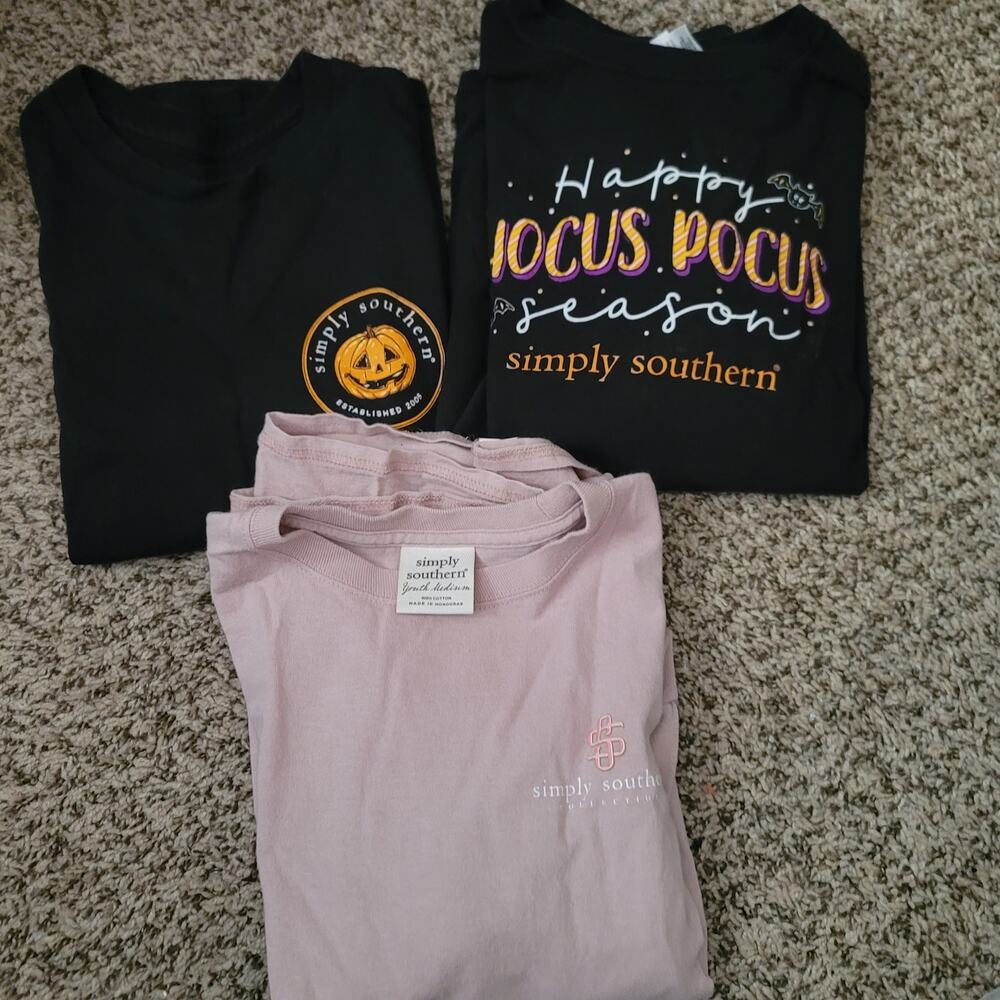 Simply Southern- Girls 3 piece shirts/Halloween included- size Youth Medium